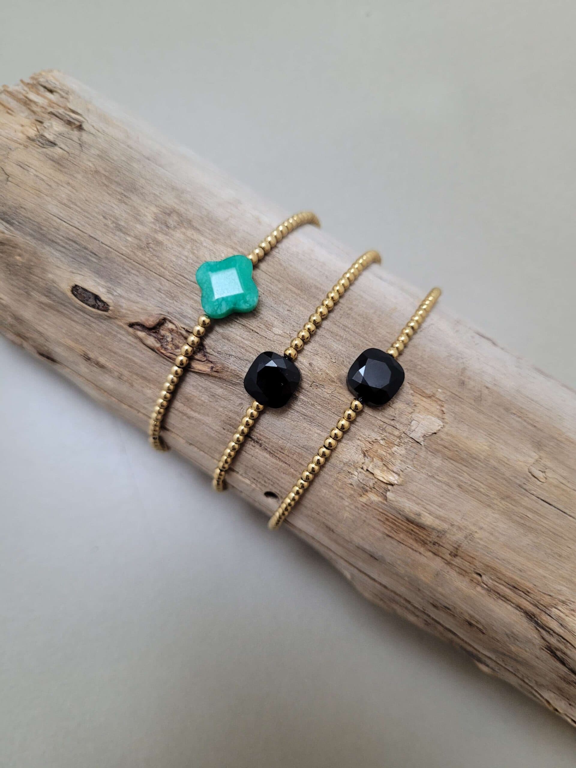 Kralen armband goud zwart